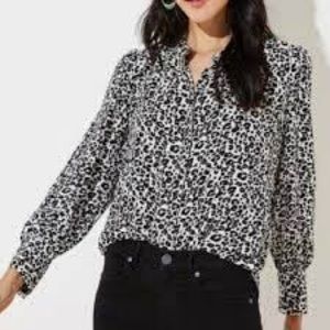 LOFT | Leopard Print Crossover Back Utility Blouse | Size Medium |